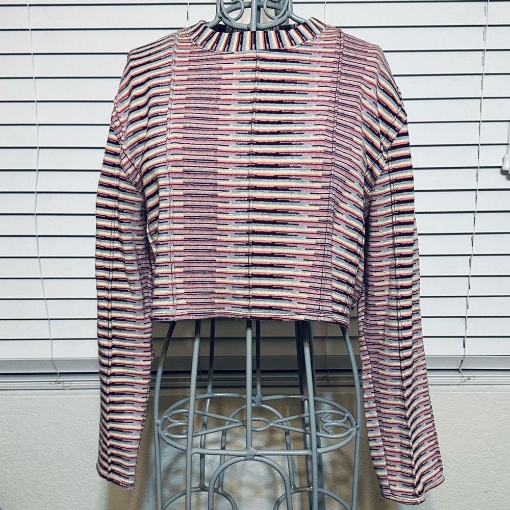 Urban Outfitters Knit Sweater Striped Long Sleeve Cropped Sweater Long Sleeve